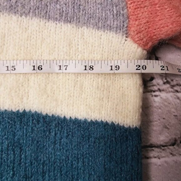 Lou & Grey For Loft Wool Alpaca Blend Soft Wide Stripe Cowl Neck Sweater Size S - Picture 10 of 12